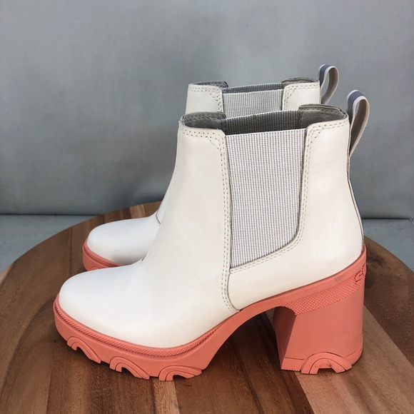 Sorel Brex Boot Chelsea White Peach Pink Chunky Lug NL4350-120 Womens Size 8.5 - Picture 3 of 7